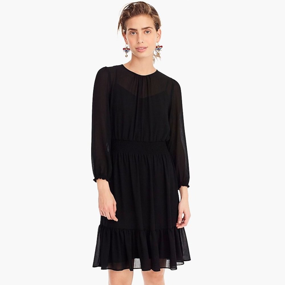 J Crew cinched waist in chiffon dress